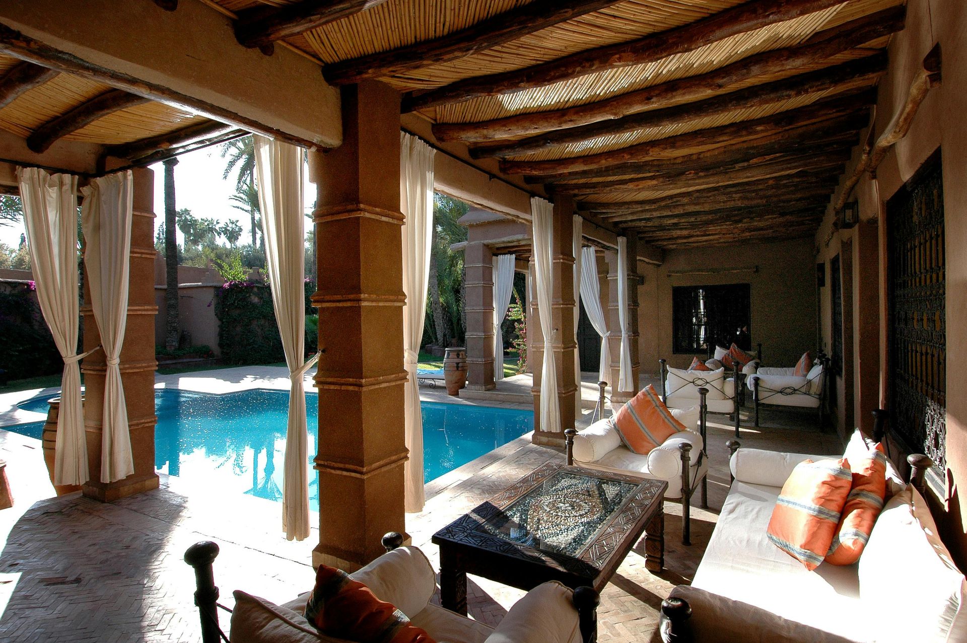 Curtains on outdoor patio